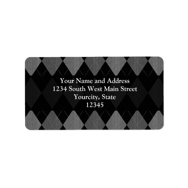 Black and Charcoal Gray Argyle Label (Front)