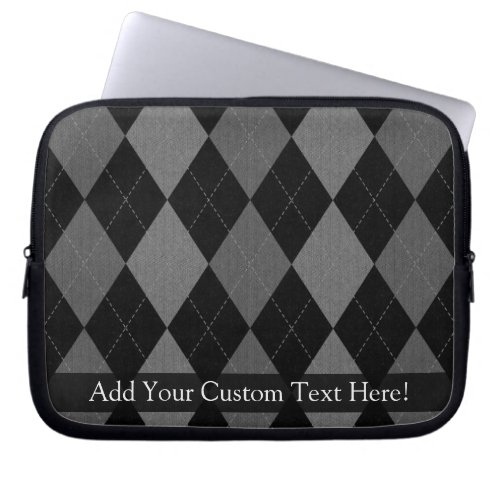 Black and Charcoal Gray Argyle Laptop Sleeve