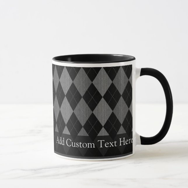 Black and Charcoal Gray Argyle Mug (Right)