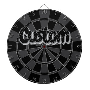 Black And Charcoal Gray Custom Text Dart Board