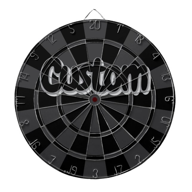 Black And Charcoal Gray Custom Text Dart Board (Front)