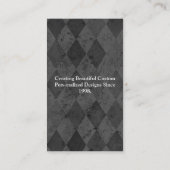 Black and Charcoal Harlequin with Script Business Card (Back)