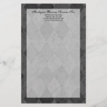 Black and Charcoal Harlequin with Script Stationery