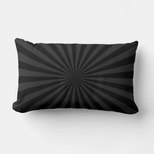 Black and Charcoal Sun Burst Decor Lumbar Pillow