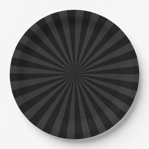 Black and Charcoal Sun Burst Decor Paper Plates