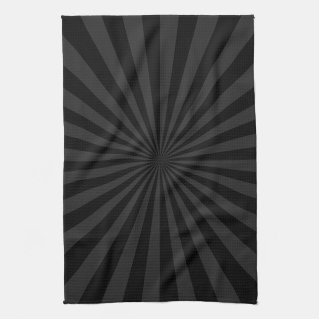 Black and Charcoal Sun Burst Decor Towel (Vertical)