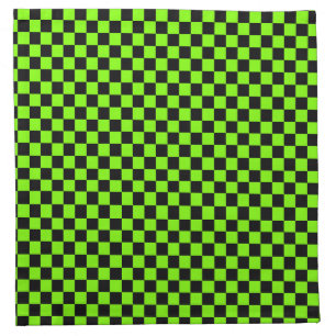 black and Chartreuse green - retro checkerboard Cloth Napkin