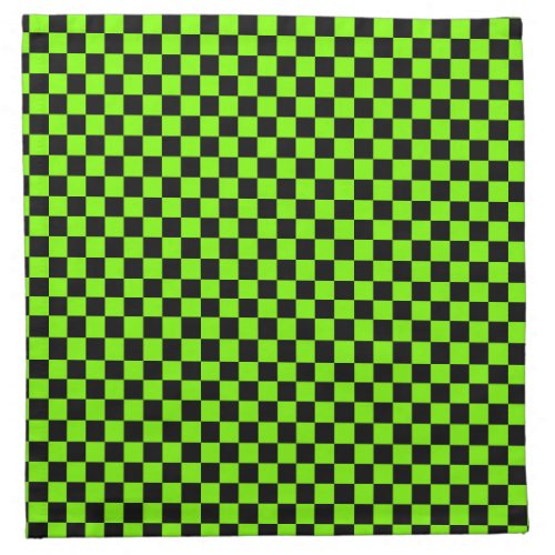 black and Chartreuse  green _ retro checkerboard Cloth Napkin