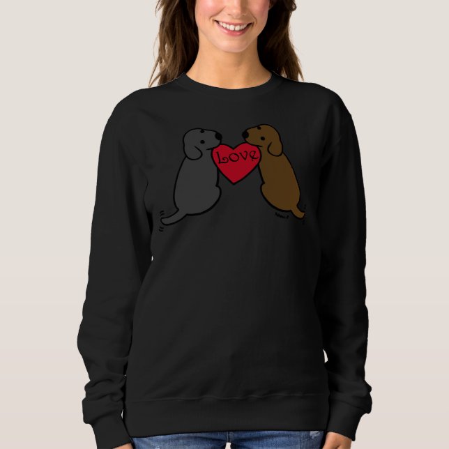 Black And Chocolate Labrador Twins With Love Sweatshirt (Front)