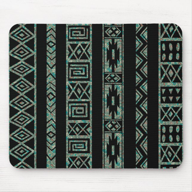 Black And Colorful Tribal Geometric Pattern 2 Mouse Pad (Front)