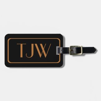 Black and Copper Color Initialed Luggage Tags