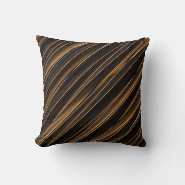 Black and Copper Colored Stripes Throw Pillow (Front)