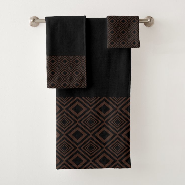 Black and Copper Diamond Pattern Bath Towel Set Zazzle