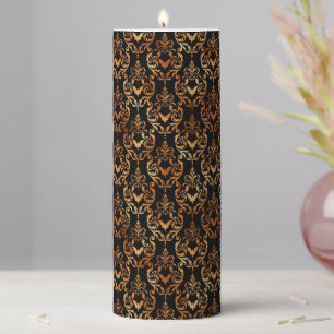 Black and Copper Halloween Pillar Candle