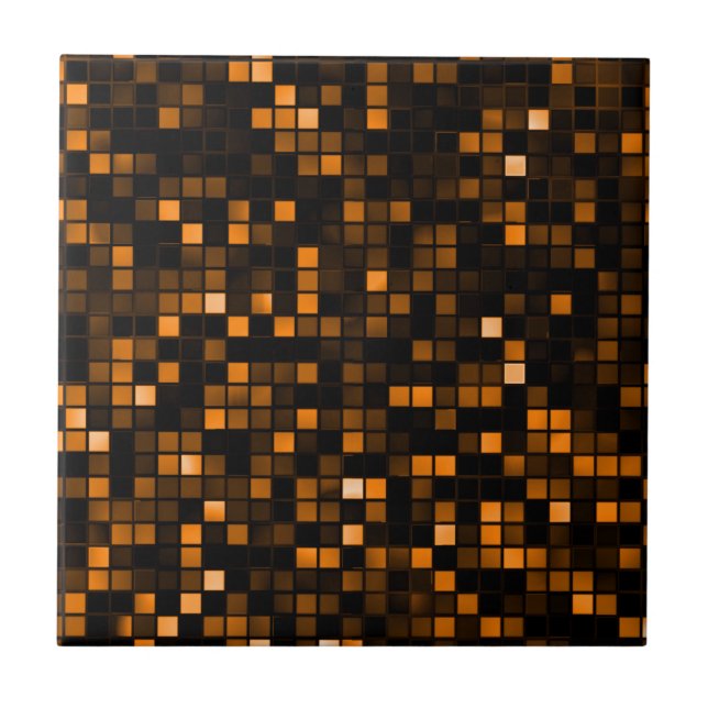 Black And Copper 'Meteor Shower' Squares Pattern Ceramic Tile (Front)