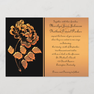 Black and Copper Peony Wedding Invitation