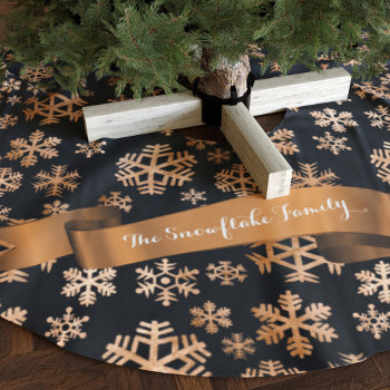 Black And Copper Snowflake Christmas Tree Skirt by mothersdaisy at Zazzle