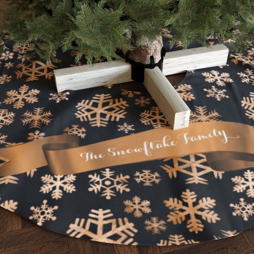 Black and Copper Snowflake Christmas Tree Skirt