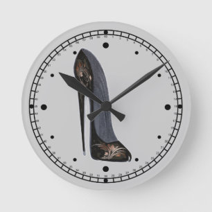 Black and Copper Stiletto Shoe Art Wall Clock