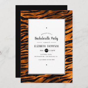 Black and Copper Tiger Stripes Bachelorette Party Invitation