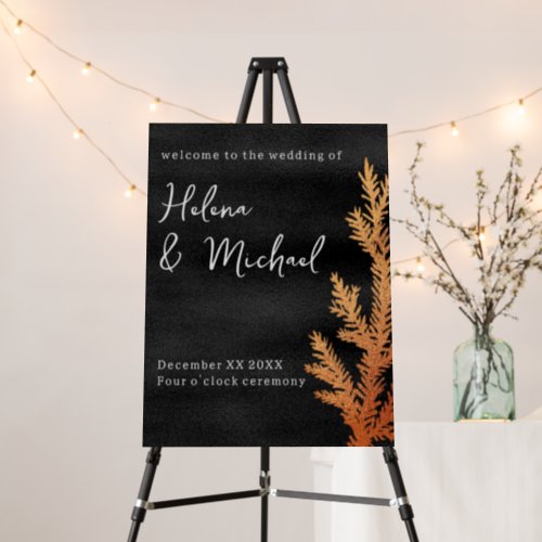 Black and Copper Winter Wedding Pine Branch Foam Board