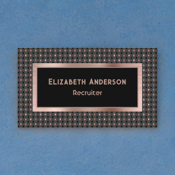 Black And Coppery Faux Rose Gold Recruiter Elegant Business Card by Sea_Change_Designs at Zazzle
