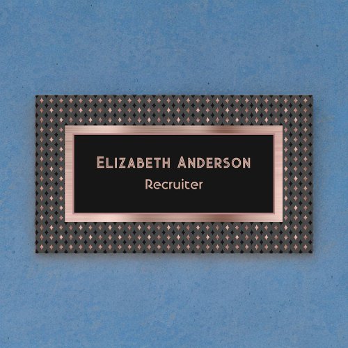 Black and Coppery Faux Rose Gold Recruiter Elegant Business Card