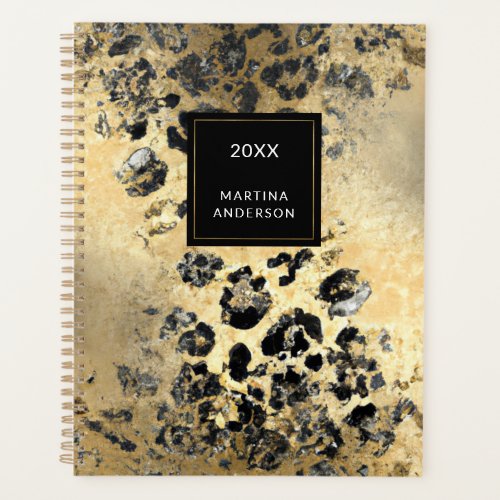 Black and Cream Abstract Leopard Print Planner