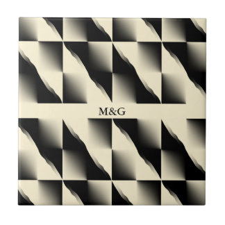 Black and Cream (add initials) Tile