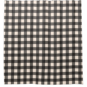 Black and Cream Buffalo Plaid Shower Curtain
