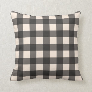 Black and Cream Buffalo Plaid Throw Pillow