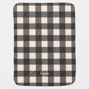 Black and Cream Check Buffalo Plaid Baby Blanket
