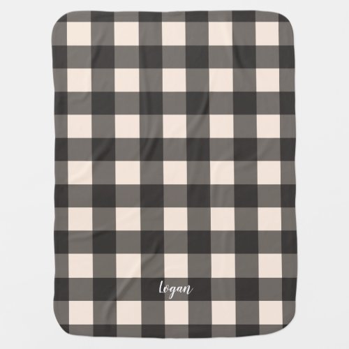 Black and Cream Check Buffalo Plaid Baby Blanket