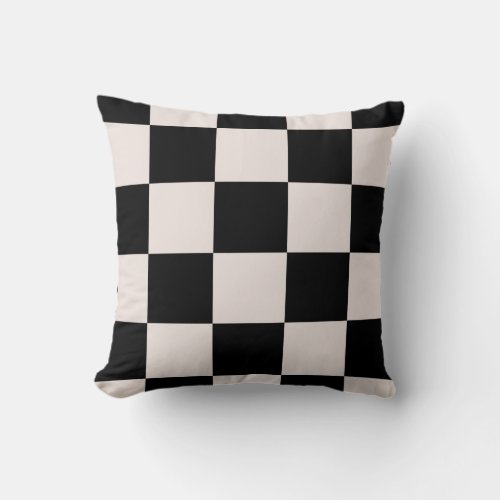 Black And Cream Checker Pattern Throw Pillow