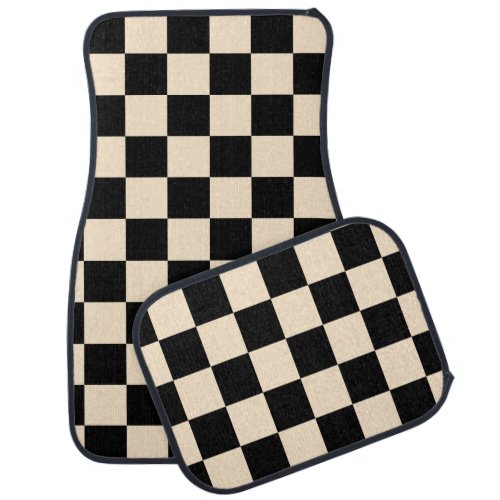 Black and Cream Checkered Car Floor Mat