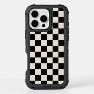 Black and Cream Checkered Pattern iPhone 16 Pro Max Case