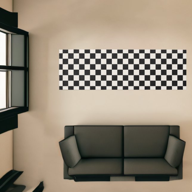 Black and Cream Checkered Pattern Runner (Insitu (Indoor 1))