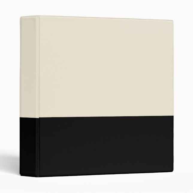 Black and Cream Color Block 3-Ring Binder (Front/Spine)