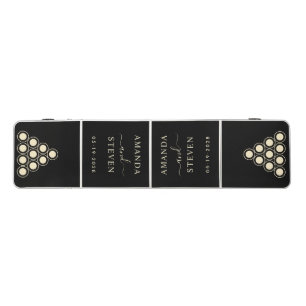 Black and Cream Couple Names with Wedding Date Beer Pong Table