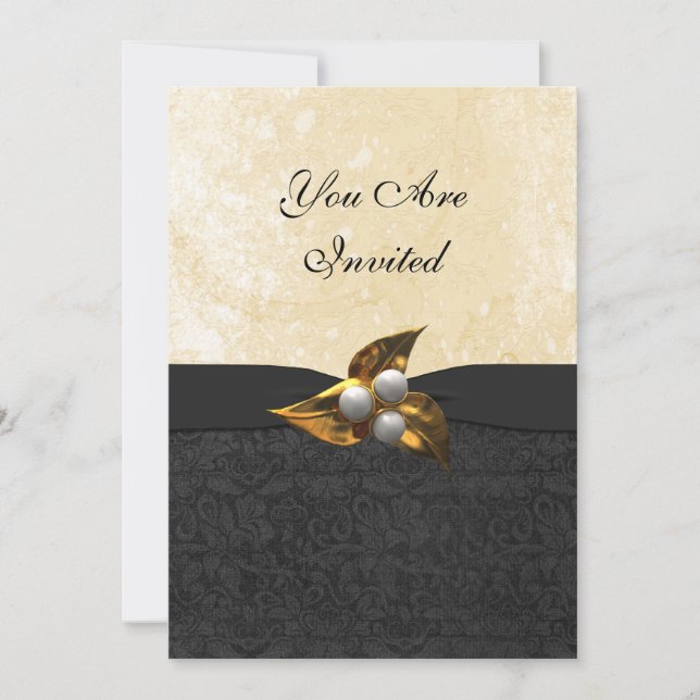 Black and Cream Engagement Party Invitation (Front)