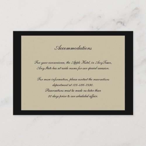 Black and Cream Floral Embossed Wedding Insert Invite