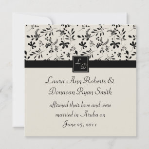 Black and Cream Floral Post Wedding Invitation