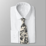 Black and Cream French Toile Neck Tie<br><div class="desc">Stylish groomsmen neck tie done in a black and ivory cream colored vintage French Toile pattern. Customize to add a large monogram or any text you want.</div>
