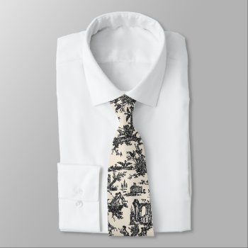 Black And Cream French Toile Neck Tie by Myweddingday at Zazzle