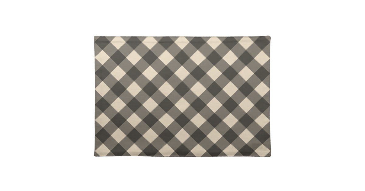 Black and Cream Gingham Placemat Zazzle
