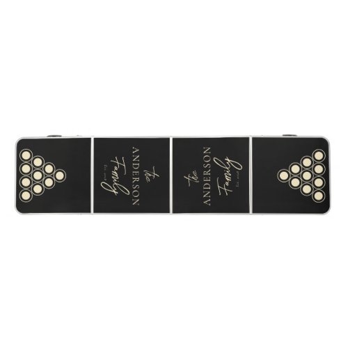 Black and Cream Hand Written Family Name Beer Pong Table