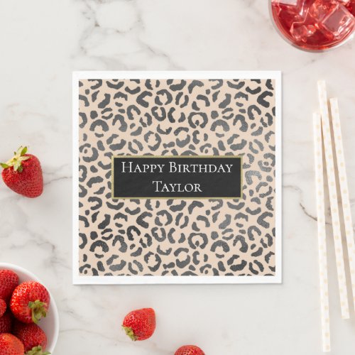 Black and Cream Leopard Print      Napkins