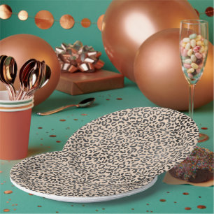Black and Cream Leopard Print      Paper Plates