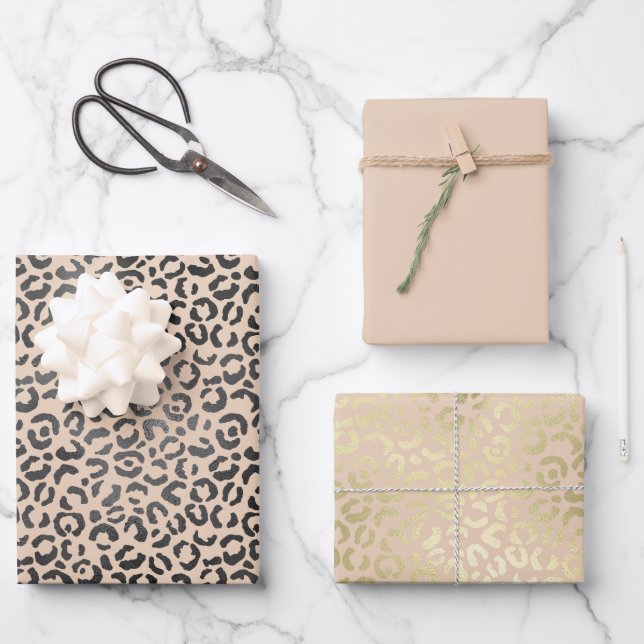 Black and Cream Leopard Print      Wrapping Paper Sheets (Front)