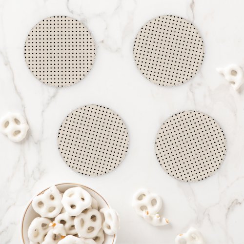 Black and Cream Minimalist Polka Dots g1 Coaster Set